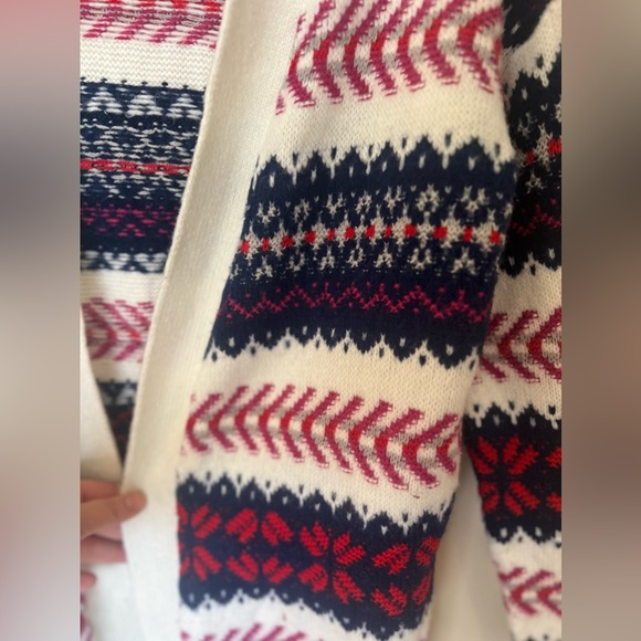 ST JOHN'S BAY Red White Blue Patterned Cardigan Sweater XS - Picture 8 of 8